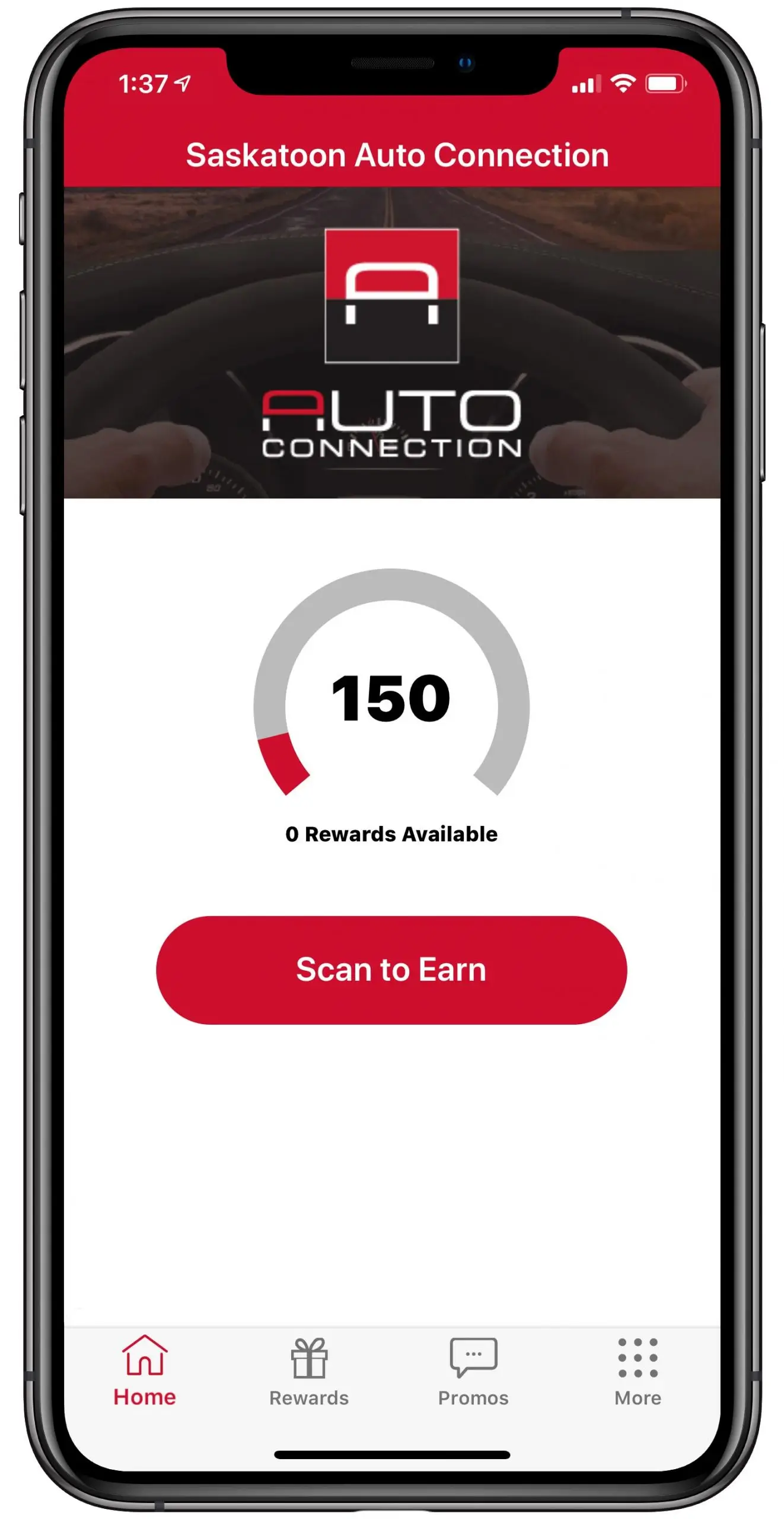 VIP Rewards App Home Screen - Saskatoon Auto Connection